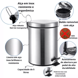 Lixeira inox com pedal