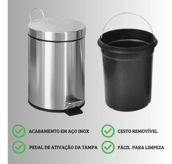 Lixeira inox com pedal