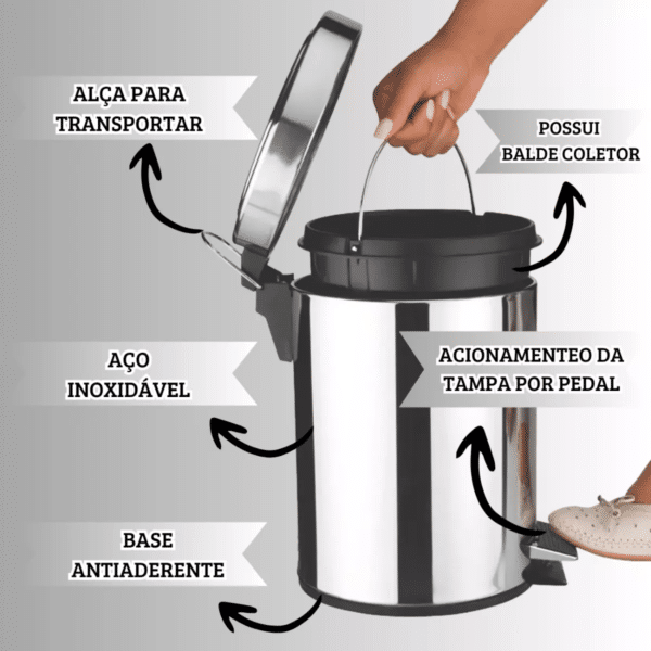 Lixeira inox com pedal