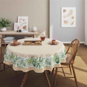 Toalha de Mesa 4 Lugares POP Redonda Estampada Palmas 1,55m