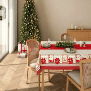 Toalha de Mesa 8 Lugares POP Retangular Estampado Natal 1,40m x 2,50m