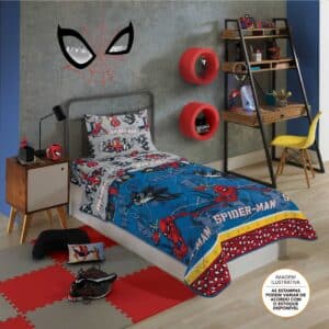 Edredom Dupla Face Microfibra Solteiro Estampado Spider-Man - 1,40m x 2,10m