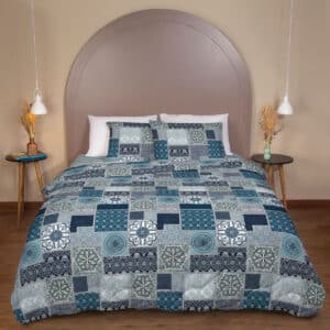 Edredom 100% Poliéster  Estampado Harmonia 1,40m x 2,10m - Solteiro - Azul
