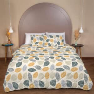 Edredom 100% Poliéster  Estampado Harmonia 1,40m x 2,10m - Solteiro - Creme