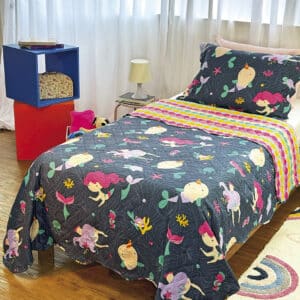 Cobre-leito Dupla Face Solteiro Estampado Kids - 1,60m x 2,20m - Sereia