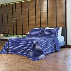 Cobreleito Dupla Face Estampado POÁ Super King 2,80m x 3,00m - 3 peças - Azul