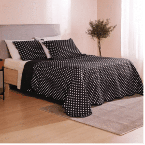 Cobreleito Dupla Face  Estampado POÁ Casal  King Size  2,60m x 2,80m - com 3 peças - Preto