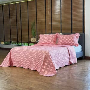 Cobreleito Dupla Face  Estampado POÁ Casal  King Size  2,60m x 2,80m - com 3 peças - Rosa