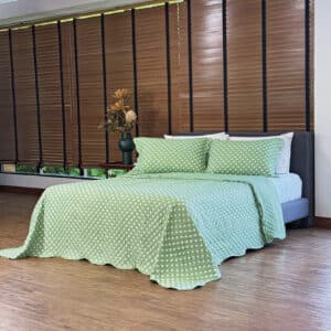 Cobreleito Dupla Face  Estampado POÁ Casal  King Size  2,60m x 2,80m - com 3 peças - Verde