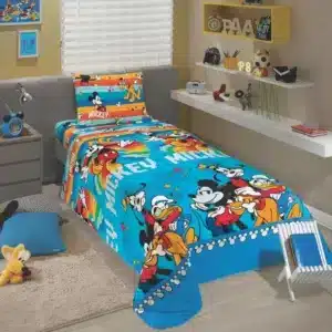 Edredom Dupla Face Microfibra Solteiro Estampado Mickey 1,40m x 2,10m