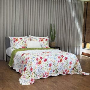 Cobre-leito Dupla Face Queen Estampado - 2,40m x 2,60m - 3 peças