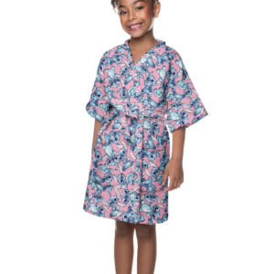 Roupão Aveludado Infantil Quimono Estampado Stitch