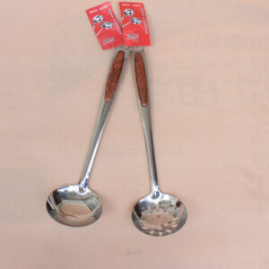 Conjunto Concha e Escumadeira Inox e Cabo Marrom