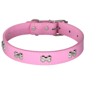 Coleira para Pets c/ Ossinhos Cromados Ani+ - Rosa