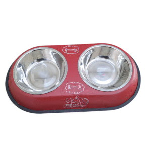 Comedouro Duplo Pet Tijela p/ Cães e Gatos Aço Inox - Bordo