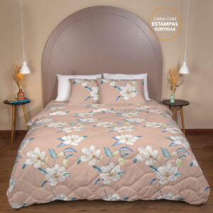 Edredon 100% Poliéster  Estampado Harmonia 1,40m x 2,10m - Solteiro - Salmão