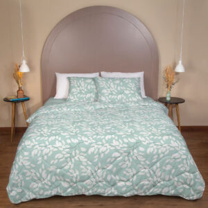 Edredon 100% Poliéster  Estampado Harmonia 1,40m x 2,10m - Solteiro - Verde
