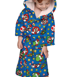 Roupão Aveludado Infantil Quimono com Capuz Super Mario