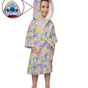 Roupão Aveludado Infantil Quimono com Capuz Stitch - M
