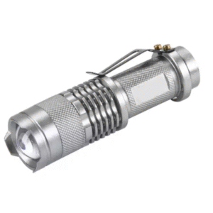Lanterna Tática Super Potente Led com Zoom Longo Alcance para Trilhas Sitio Fazenda Vigilante - Prata