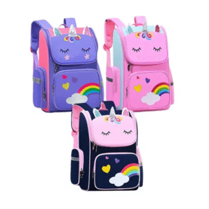 Mochila de Costa Escolar Infantil Feminina Unicórnio Arco-Íris, Grande Capacidade, Impermeável, Design Encantador, Confo