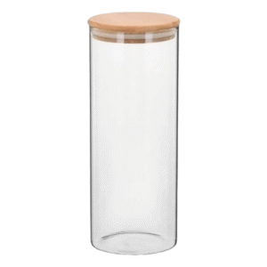 Pote De Vidro 600ml Com Tampa De Bambu