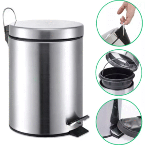 Lixeira Pedal com Tampa Inox e Balde Interno Removivel De Plástico Para Banheiro,Cozinha, Escritório - 5 litros