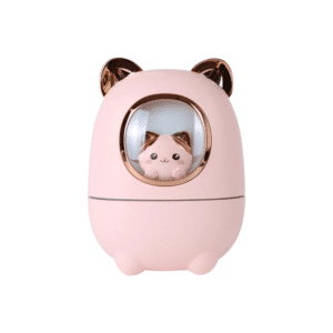 Mini Umidificador de Ar Difusor Climatizador Aromático Gatinho - Rosa