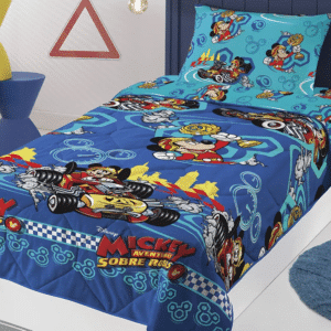 Edredon Dupla Face Microfibra Solteiro Mickey 1,40m X 2,10m