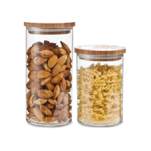 Kit 2 Potes Vidro Porta Mantimentos Herméticos