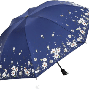 Guarda Chuva Sombrinha Flores - Preto/Azul