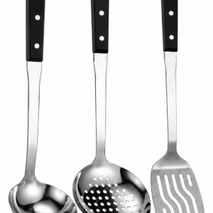 Conjunto De 3 Peças De Cozinha Aço Inox Com Cabo Preto