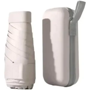 Mini Guarda Chuva Sombrinha de Bolso c/ Estojo - Palha
