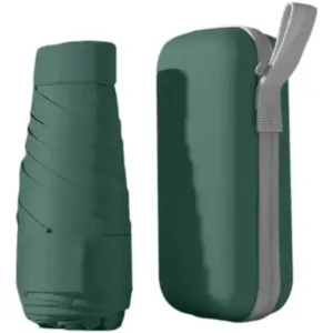Mini Guarda Chuva Sombrinha de Bolso c/ Estojo - Verde Escuro