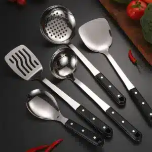 Conjunto De 5 Peças De Cozinha Inox C/ Cabo Polietileneo